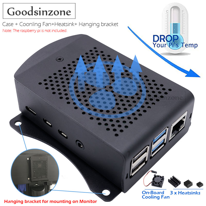 Argon One V3 M.2 Nvme Case - Raspberry Pi 4 รุ่นBอลูมิเนียมพร้อมพัดลมระบายความร้อนHeatsinksชุด,เปลือกโลหะกล่องOnboardพัดลมระบายความร้อน (Pi 4Bไม่รวม)