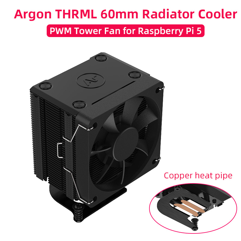 Raspberry Pi Water Cooling Kit - Raspberry Pi 5อาร์กอนหม้อน้ำ60มม., พัดลมระบายความร้อนด้วยไอซ์ทาวเวอร์แบบพาสซีฟพัดลม PWM สำหรับ