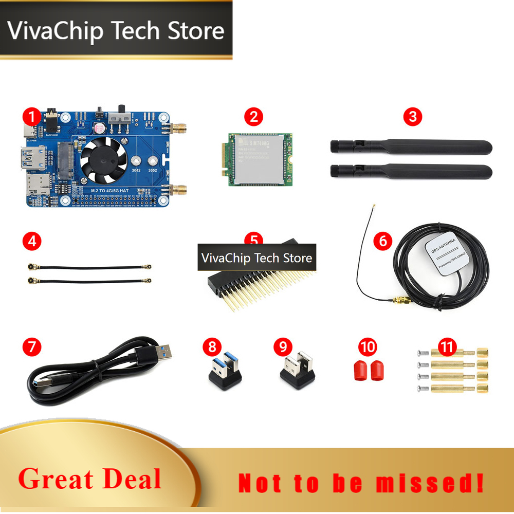 Raspberry Pi 4 8Gb Ram Kit - บอร์ดขยายพื้นที่พร้อมพัดลมระบายความร้อน VivaChip Tech4G LTE GPS HAT